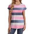 thumbnail image 3 of Camiseta de Manga Corta de las Mujeres de Cuello Redondo de Impresión Casual Top de las Señoras, Poliéster Ligero para el Hogar Diario Y Cómodo, 3 of 8