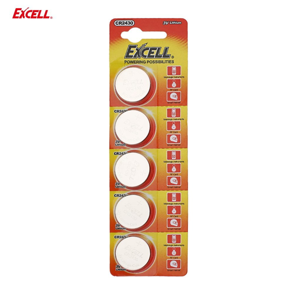 EXCELL 5pcs 3V CR2430 Lithium Coin Cell Button Battery for RF Card Smart Helmet RFID Writer Altimeter Tuner Watch by