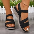 thumbnail image 2 of Rokment Women's Orthopedic Walking Sandals with Arch Support Comfortable Stylish Casual Leather Platform Wedge Orthotic Beach Summer Dressy Shoes Black Size 6, 2 of 8