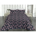 thumbnail image 2 of Ambesonne Exotic Quilted Bedspread Set 3 Pcs, Flamingo Tropical Atmophere, Twin, Pale Pink Dark Sky Blue, 2 of 4