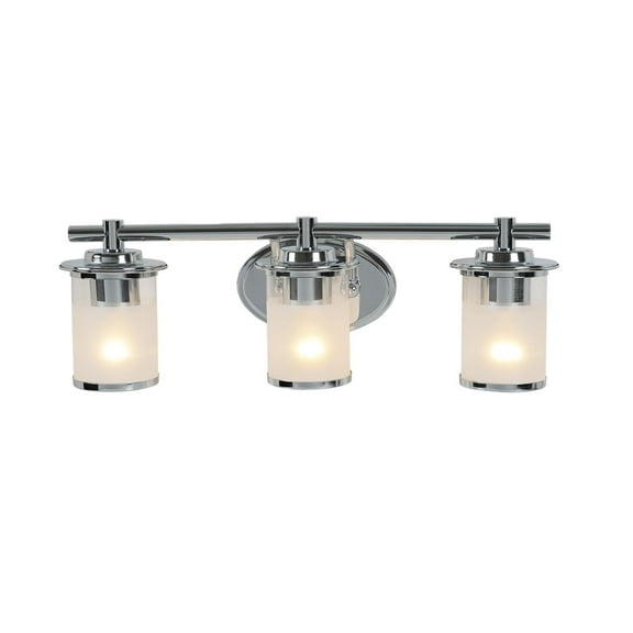 Designers Fountain 6693-CH Essence - Three Light Bath Bar   Chrome Finish with Sand/Clear Glass