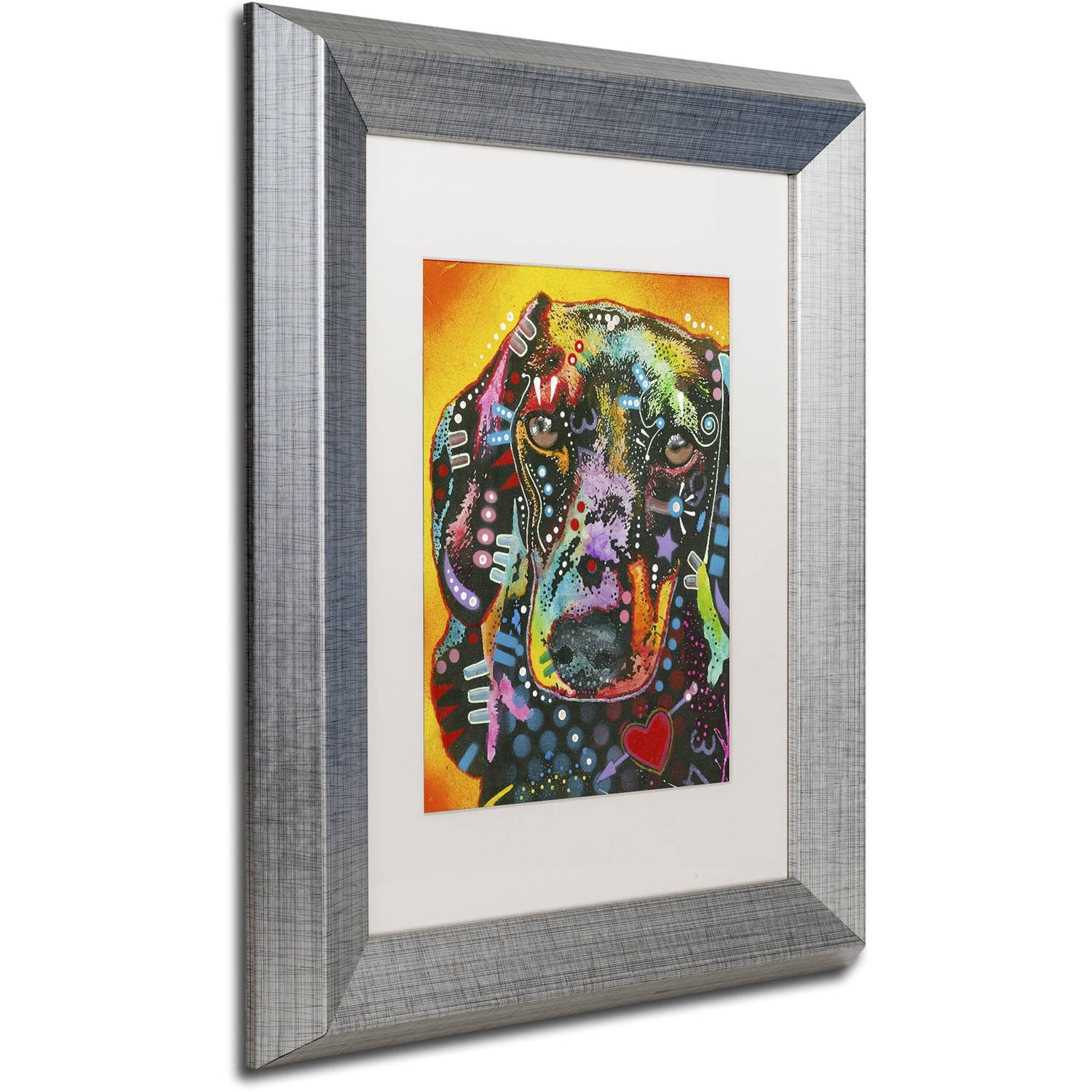 Trademark Fine Art "Brilliant Dachshund" Canvas Art by Dean Russo, White Matte, Silver Frame