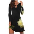 thumbnail image 1 of ICHUANYI Liquidación Vestido de manga larga para mujer con cuello redondo y estampado corto ICHUANYI WER202308256076, 1 of 4