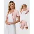 thumbnail image 2 of DARING DIVA Shrug Short Sleeve Formal Cropped Bolero M Pink, 2 of 6