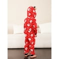 thumbnail image 5 of Matching Christmas Pajamas for Family Long Sleeve Santa Print Hooded Romper Zip Up Jumpsuits, 5 of 6