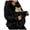 Black, variant on Women Fuzzy Fleece Hoodie Carrier Pouch Zip Up Hooded Warm Winter Jacket Black,Size XXL