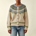 thumbnail image 5 of Edvintorg Cardigan for Women Plus Size Fashion Long Sleeve Casual Knit Top Fair Isle Crew Neck Loose Open Front Blouse Woman Clothes Green S-3XL, 5 of 6