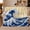 Blue Cresting Wave, variant on Stylized Great Wave Blue Ocean Scene, Cozy Friendship Quote Scene, Warm Flannel Blanket for Living Room and Reading Nook, Art Lovers Friendship Gift, Artistic Home Decor
