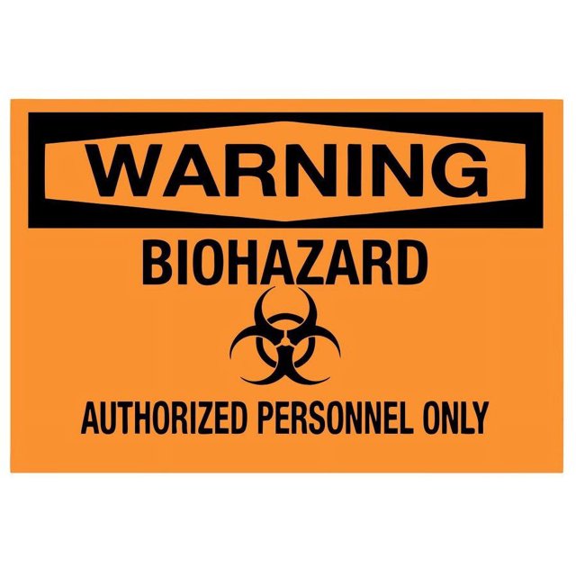 Señal de seguridad para personal autorizado, advertencia de riesgo biológico, de metal y aluminio, para pared, tamaño: 8 x 12 pulgadas