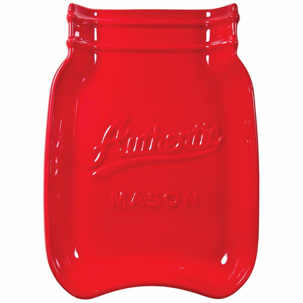 Mason Jar Spoon Rest Tray Red Ceramic From Home Essentials