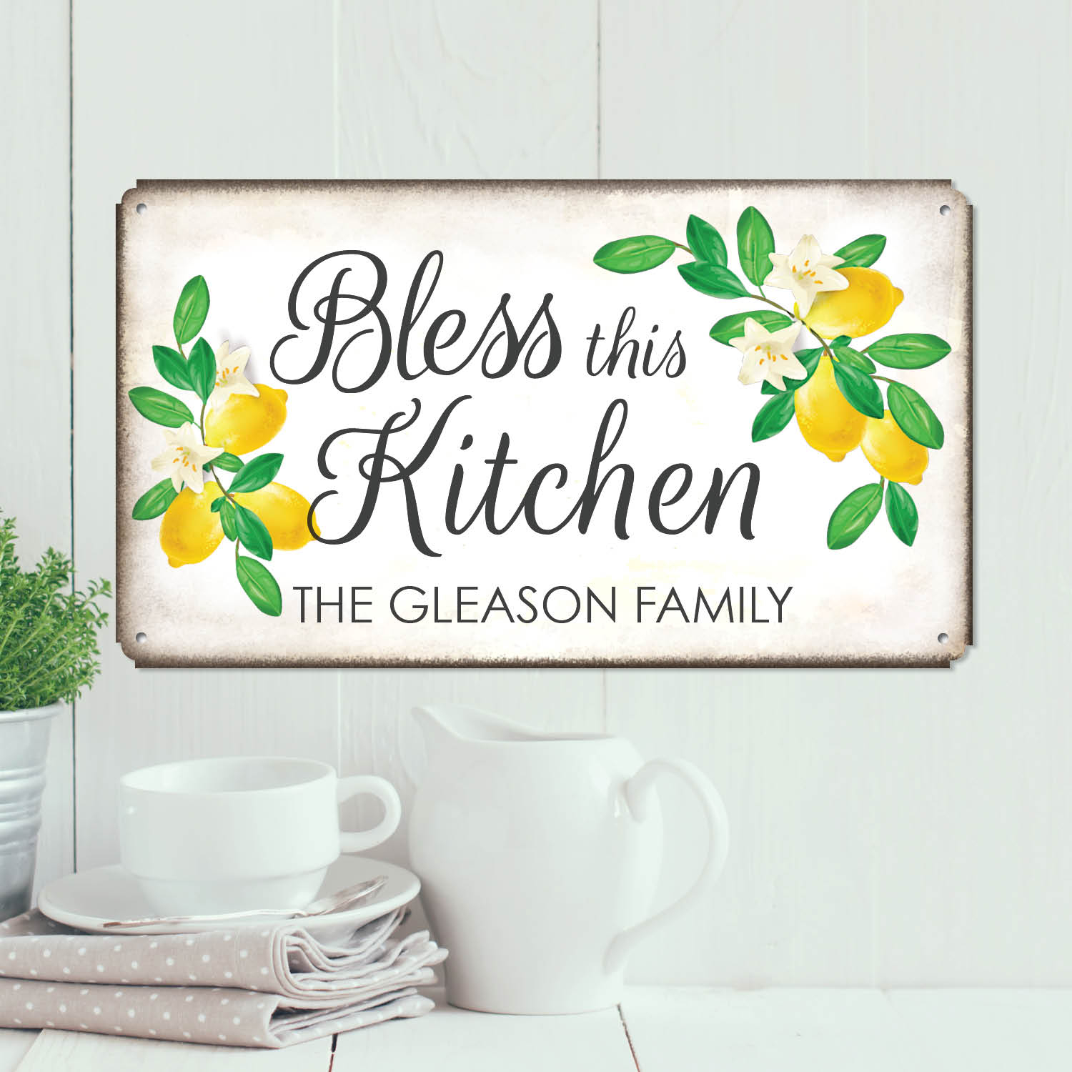 Personalized Bless This Kitchen Tin Wall Sign