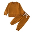 thumbnail image 1 of Gibobby Conjunto térmico bebé Conjunto de ropa para niños pequeños, Tops de Color sólido de manga larga de invierno, pantalones, trajes de 2 uds.(Marrón, 0-6 Meses), 1 of 4