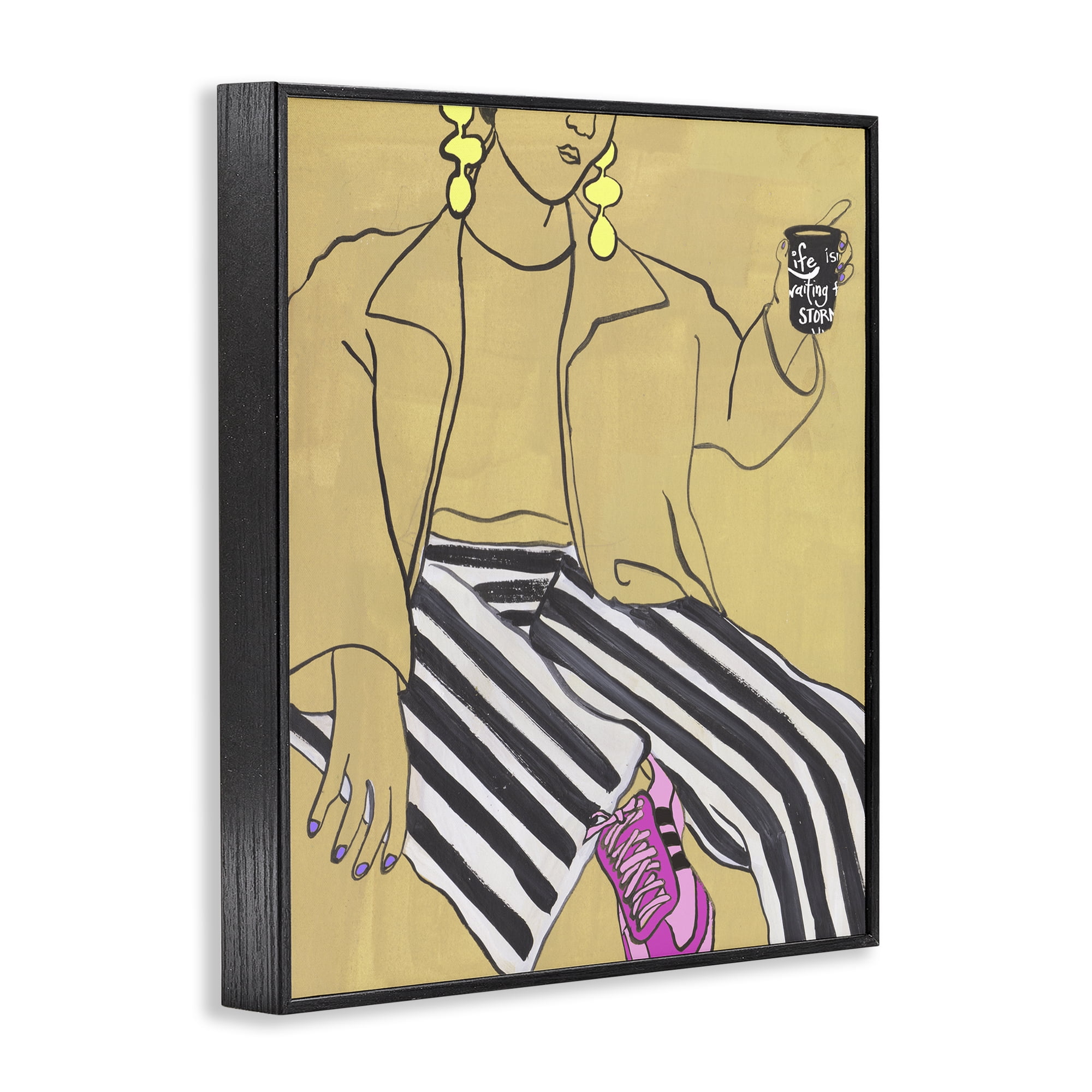 Stupell Industries Fashion Girl in Stripes Black Framed Giclee Art, design by Melissa Wang