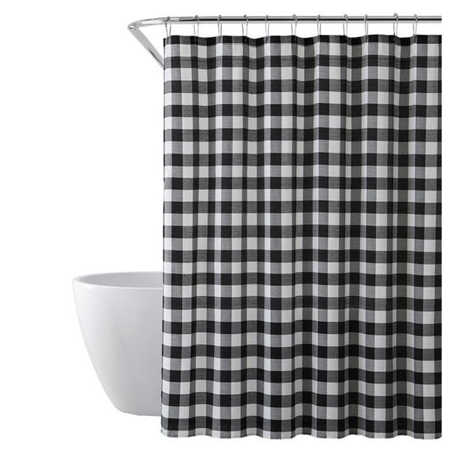 SARO SC5026.BK7072B Rideau de Douche à Carreaux Buffalo Noir