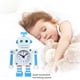 thumbnail image 4 of Reloj despertador robot, reloj despertador silencioso de metal inoxidable con ojos iluminados intermitentes y brazo giratorio, regalo para niños (blanco azul) Rojo Verde, 4 of 5