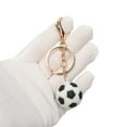 thumbnail image 4 of Unique Bargains 1 Pc Fashionable Football Handbag Charm Decorative Keychain Black White Gold Tone, 4 of 5