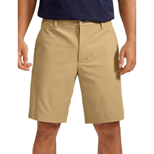 Men's All-day Comfort Golf Shorts - 9'' Stretch Lightweight Casual Work Flat Front Shorts with Pockets Khaki Sand04 US34