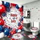 thumbnail image 4 of Independence Day Bathroom Dry Wet Separation Four Piece Set Shower Curtain+Toilet Seat Cushion+Floor Cushion+U Shaped Cushion, 4 of 6
