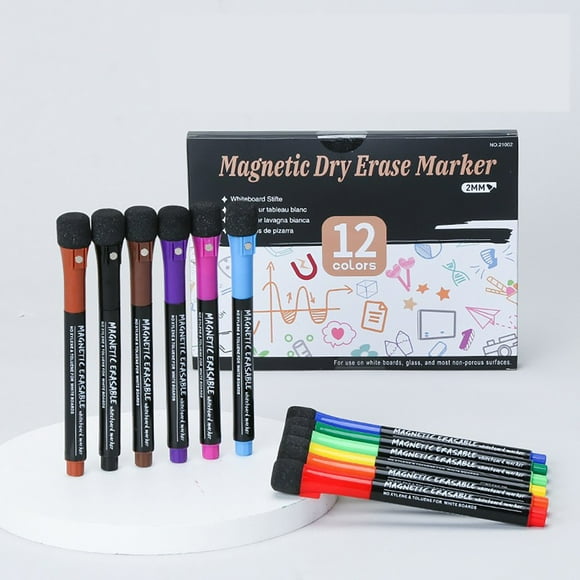 Cqxid Stylo à Moins de 10 $ Marqueurs pour Tableau Blanc 2 ml 12 Unités Marqueurs Fins Colorés à Pointe Fine avec Effaceur pour Fournitures Scolaires à la Maison