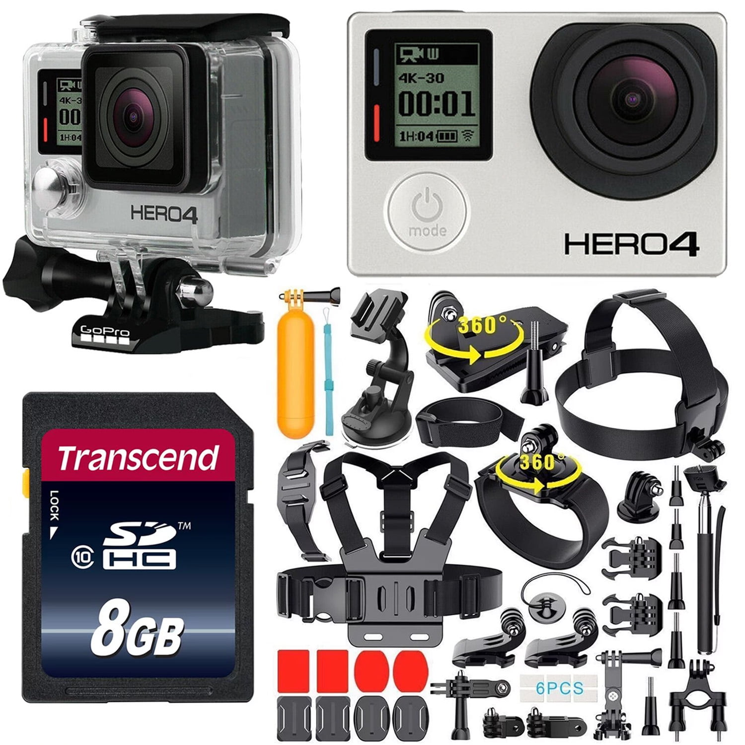 Okkernoot Op risico Eigenaardig Restored GoPro HERO4 Silver Edition Action Sport 4K Camera Camcorder With  35-In-1 Action Camera Accessory Kit (Refurbished) - Walmart.com