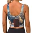 thumbnail image 4 of Goofa Sunset Airplane Travel View Printed Sports Bras for Women, High Impact Running Bra Workout Crop Tank Tops Longline Sports Bra Push up-Medium, 4 of 9