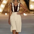 thumbnail image 4 of Mifsaly Linen Overalls for Women Loose Fit Wide Leg Suspenders Jumpsuit Knee Length Summer Casual Pants Adjustable Straps Elegant Office Work Overall 2026 M, 4 of 9