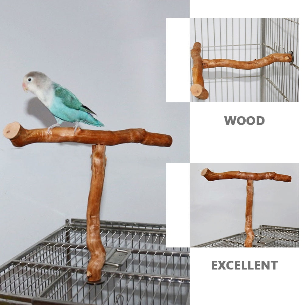 OUNONA Light Brown Wooden Parakeet Accessory Household Bird Stick for Climbing and Resting