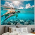 thumbnail image 2 of JRXY Turtle Swiming Under The Sea Tapestry - High-Quality Short Plush, Soft and Lightweight Painting, 2 of 6