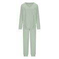 thumbnail image 5 of Womens Knit Pajamas Sets Two Piece Outfits Sets Sleepwear Loungewear Pjs Long Sleeve Tops And Pants, 5 of 8