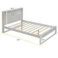 thumbnail image 7 of Full Size Platform Bed with Storage Headboard, Sockets and USB Ports, Solid Wood Full Bed Frame with Storage Shelves, No Box Spring Needed, Antique White, 7 of 7