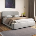 thumbnail image 2 of Omax Decor Chloe Upholstered Platform Queen Bed in Gray Boucle Fabric, 2 of 10