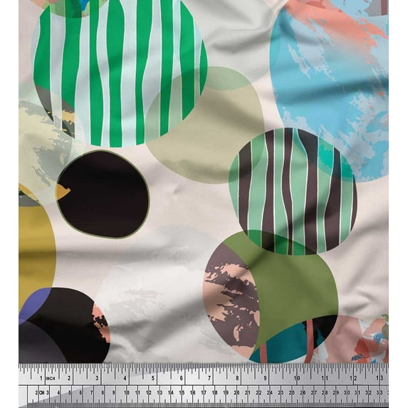 Soimoi Cotton Duck Fabric Texture & Colorful Dots Printed Craft Fabric by the Yard 42 Inch Wide