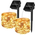 thumbnail image 1 of Guirnalda Solar Exterior, 10M 100LED Guirnalda Solar Exterior Impermeable 8 Modos Decoración de Alambre de Cobre Impermeable para el Hogar, Jardín, Terraza, Fiesta, Fiesta (Paquete de 2, Blanco, 1 of 5