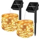 thumbnail image 1 of Guirnalda solar para exteriores, 10 m, 100 LED, resistente al agua, 8 modos, alambre de cobre, decoración para el hogar, jardín, terraza, fiesta (paquete de 2, blanco cálido), 1 of 5