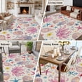 thumbnail image 6 of Summer Beach Washable Living Room Rugs 6'x9', Ocean Starfish Shell Coastal Conch Coral Flowers Linen Low Pile Throw Large Area Rug Non-Slip Sturdy Edge Binding Carpet for Dining Room Kitchen Office, 6 of 9