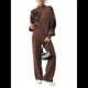 thumbnail image 2 of Conjunto de 2 Piezas para Mujer: Jersey de Punto de Larga y Pantalón , Chándal A Juego Café L, 2 of 10