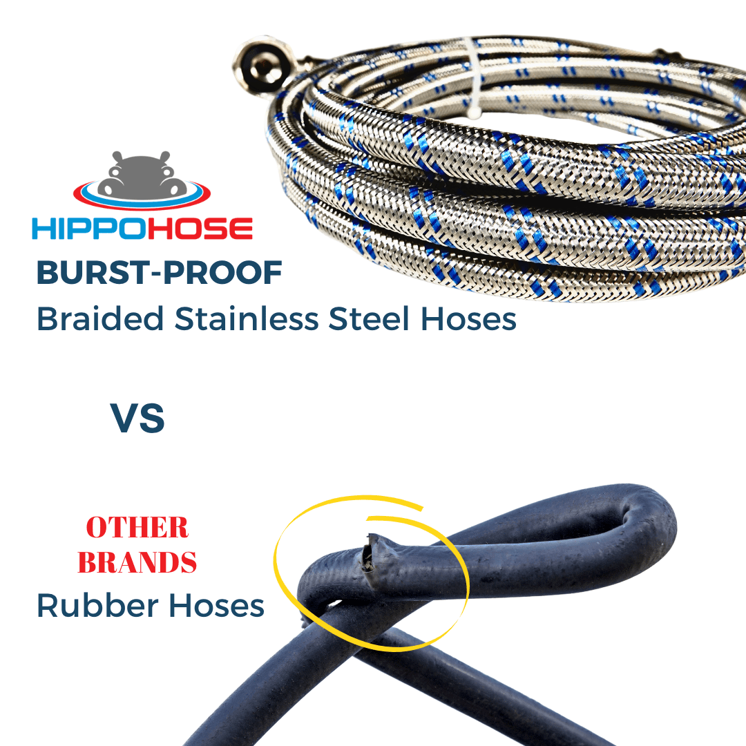 Washing Machine Hoses (4 FT) - Double 90° Elbow to Fit Tight Spaces - OCTAGON Connections for Easy & Secure Tightening - Burst Proof Water Supply Line (2 Pack) - Universal Fit to All Wash Machines