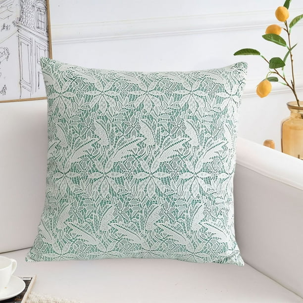 Juego de Cojines para Sofá con Encaje Francés, Lino y Estampado Floral, Bordado Clásico y Elegante.