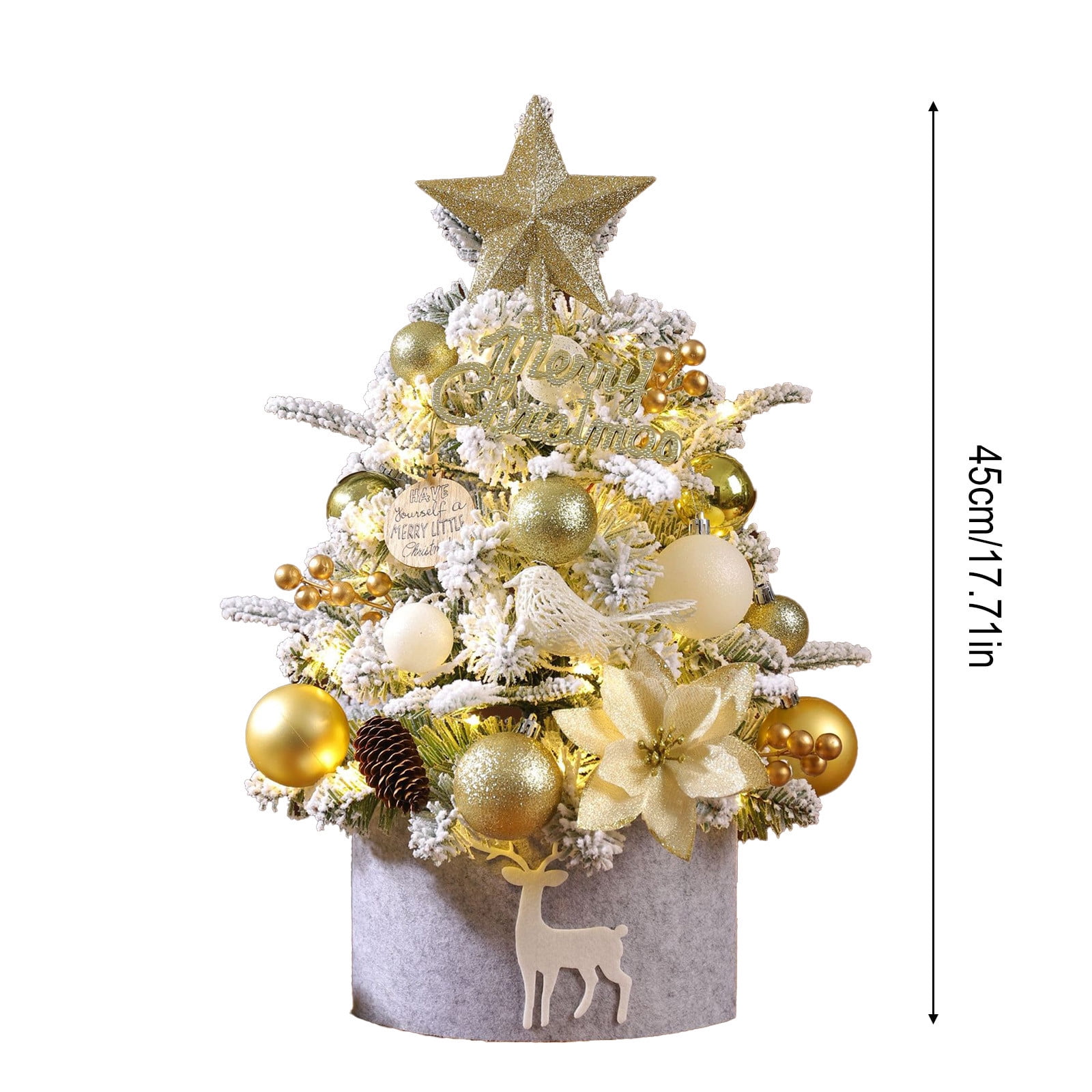 Gold 45Cm Mini Christmas Tree For Desktop, Pink Silver Gold Red
