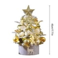 thumbnail image 3 of Table Top Christmas Tree,Pre Lit Christmas Tree Decorated Artificial Snow Xmas Tree with Ornaments Bow Pentagram Pinecones and LED String Lights for Office Home Decor,Gold, 3 of 6