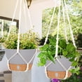 thumbnail image 4 of QCQHDU 2 Pack 10 inch Plastic Gray Hanging Planters with 3 Hooks, Hanging Plant Pot Basket with Drainage Hole for Garden Home, 4 of 5