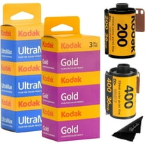 Kodak Ultramax 400 35mm Film 3 Pack & Kodak Gold 200 35mm Film 3 Pack Bundle (6 Total Rolls) 36exp for 35mm Film Camera 35mm - Kodak Film- Microfiber Cloth - 35 mm Film roll- Camera Film-