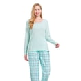thumbnail image 4 of GLOBAL Women's Flannel Pajama Sets Knit Top Flannel Pants Sleepwear Long-Sleeve Top & Bottom, Size S-3XL, 4 of 5