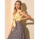 thumbnail image 4 of INSPIRE CHIC Blusa Top Corto De Verano Cuello V Manga Acampanada Lazo Acanalado Para Mujer Amarillo M, 4 of 6