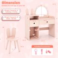 thumbnail image 3 of Costway Princess Bunny Makeup Table with Lighted Mirror, Open Shelves and Storage Drawers Pink, 3 of 10