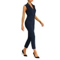 thumbnail image 4 of MODA NOVA Juniors' Jumpsuit V Neck High Waist Sleeveless Long Pants Jumpsuit M Dark Blue, 4 of 5