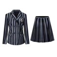 thumbnail image 4 of Conjunto de disfraz de Addams para niñas de 5 a 10 años, pelucas/traje chaqueta + falda/disfraz + pelucas, regalos para fiesta de carnaval, 4 of 4