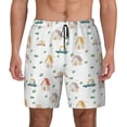 thumbnail image 3 of Uemuo Cartoon House Pattern Mens Swim Trunks Quick Dry Board Shorts with Mesh Lining, Stretch Beach Shorts Quick Dry No-Chafing Board Shorts-Medium, 3 of 9