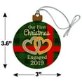 thumbnail image 5 of Our First Christmas Engaged 2019 Hearts Green Plaid Wood Christmas Tree Holiday Ornament, 5 of 5