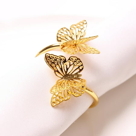 

Ruanlalo Napkin Rings 6Pcs Napkin Rings Sturdy Creative Novelty Double Layer Hollow Design Table Decor Metal Butterfly Shape Napkin Clips Wedding Supplies